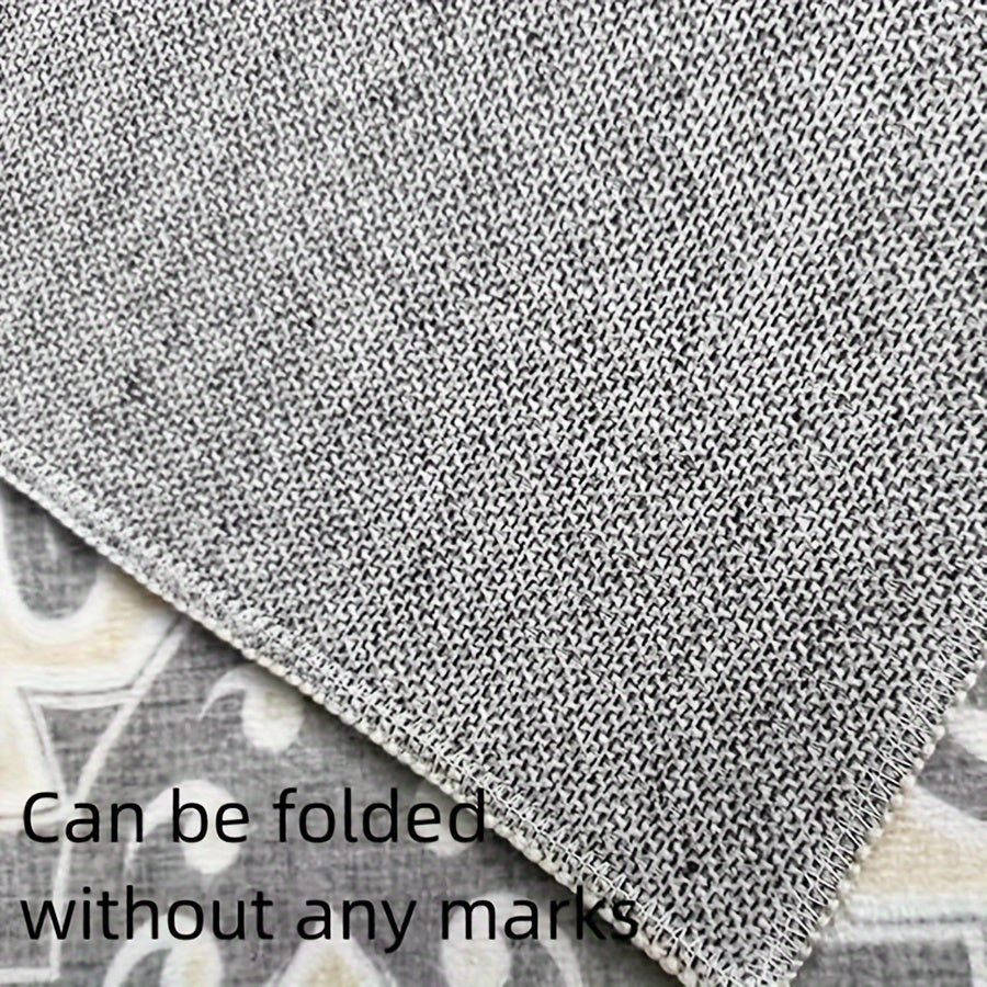 Marble Print Area Rug Grid Print Entrance Decor