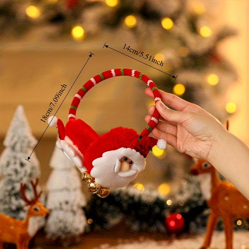 3pcs Christmas Earmuffs Santa Hat Decorations Reindeer Snowman Red Green