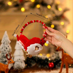 3pcs Christmas Earmuffs Santa Hat Decorations Reindeer Snowman Red Green