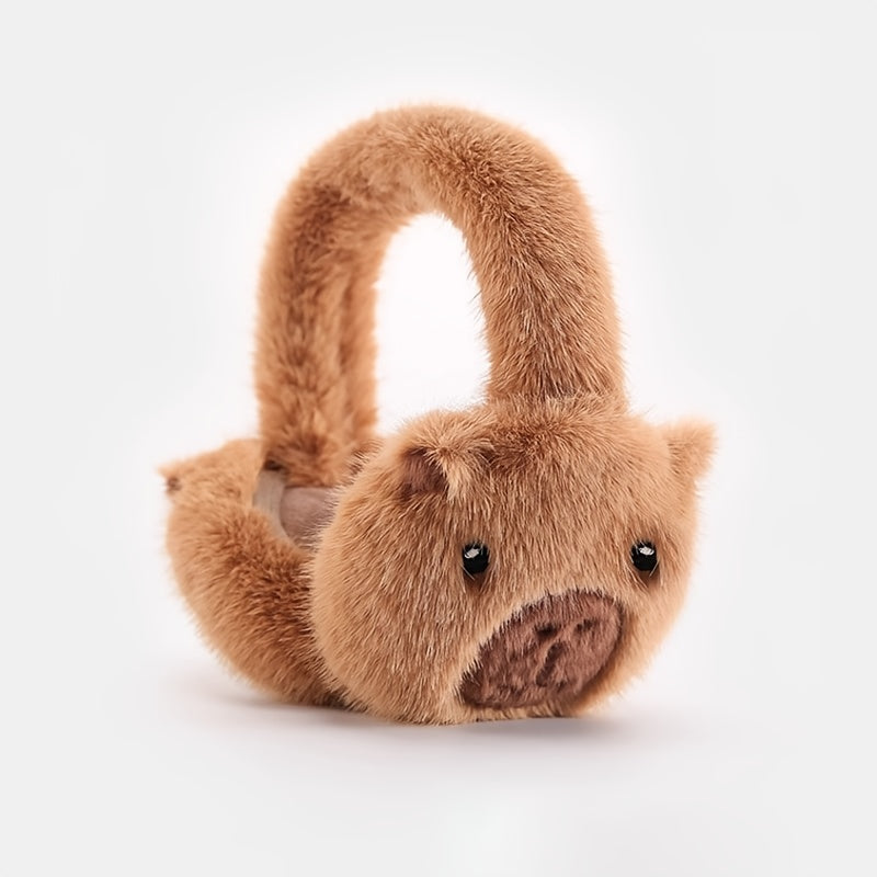 Dolphin Earmuffs Cozy Fleece Lined Winter Ear Warmers Brown & Stripes