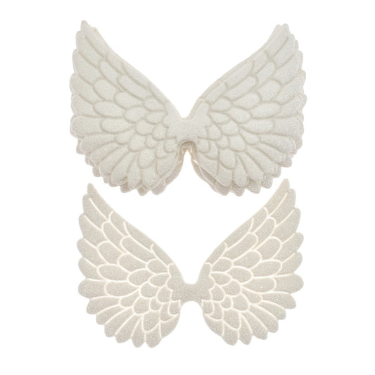 10pcs Angel Wings Patches Stamping Fabric Embossed PVC Glitter Applique DIY