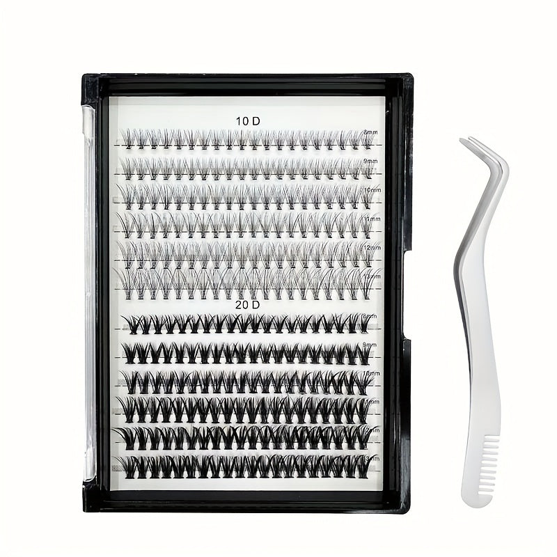 240pcs C Curl Cluster Lashes 10D 20D 30D Mixed Pack for Extensions & Makeup