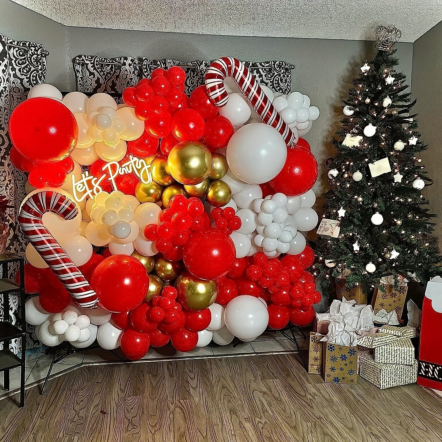 Red Golden Balloon Garland Arch Kit Christmas Birthday Wedding