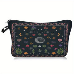 Vintage Moon Phase Pattern Storage Pouch Zipper Makeup Bag
