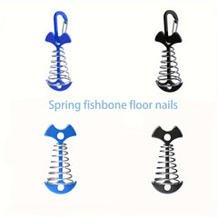 2PCS Spring Fishbone Ground Nails for Camping Tent Canopy