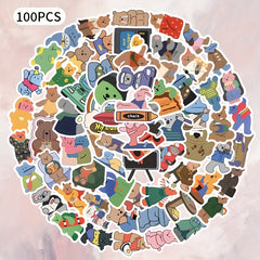 100pcs Bear Cartoon Stickers for Diaries Laptops Water Bottles