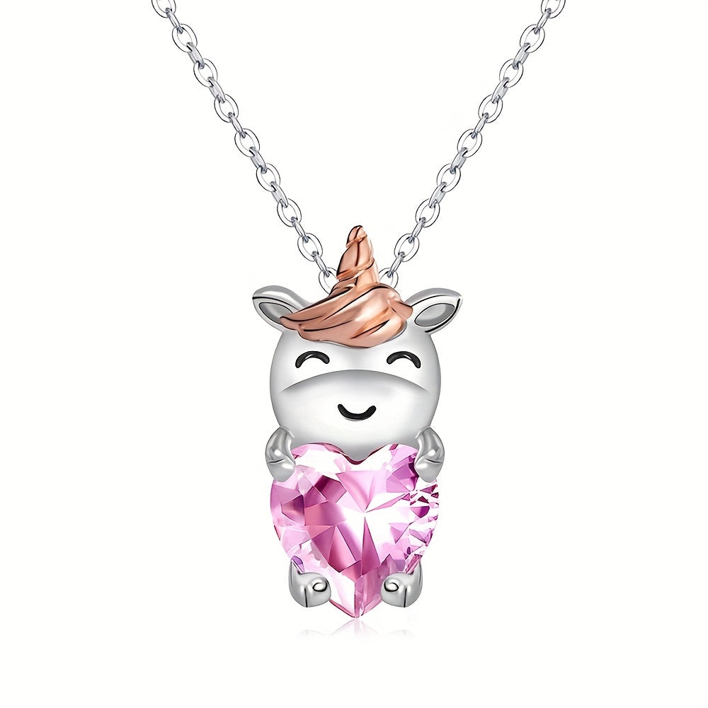 Pink Unicorn Necklace Birthday Gift for Princess Granddaughter