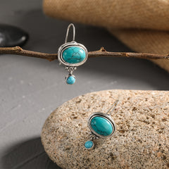 Vintage Turquoise Dangle Earrings Silver Plated Birthstone Jewelry