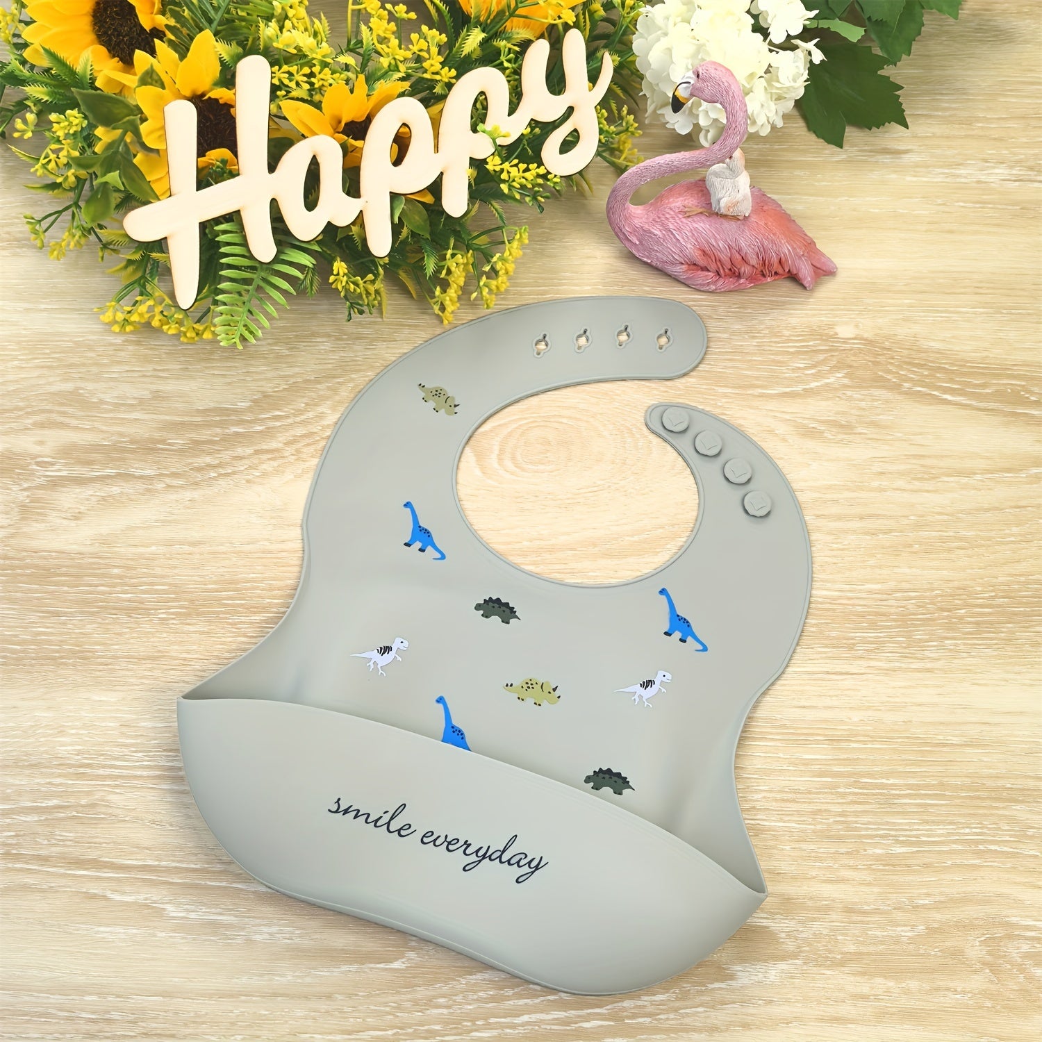 Waterproof Silicone Feeding Bib for Kids with Snap Closure