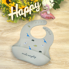 Waterproof Silicone Feeding Bib for Kids with Snap Closure