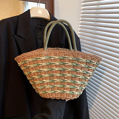 Straw Woven Tote Bag Large Beach Handbag for Travel & Shopping