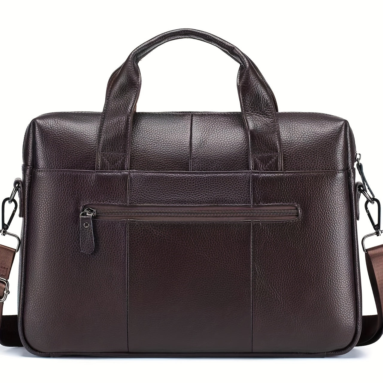 Waterproof Leather Men's Briefcase Adjustable Strap