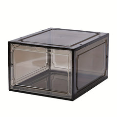 2pcs Plastic Transparent Shoes Storage Box - Stackable Organizer