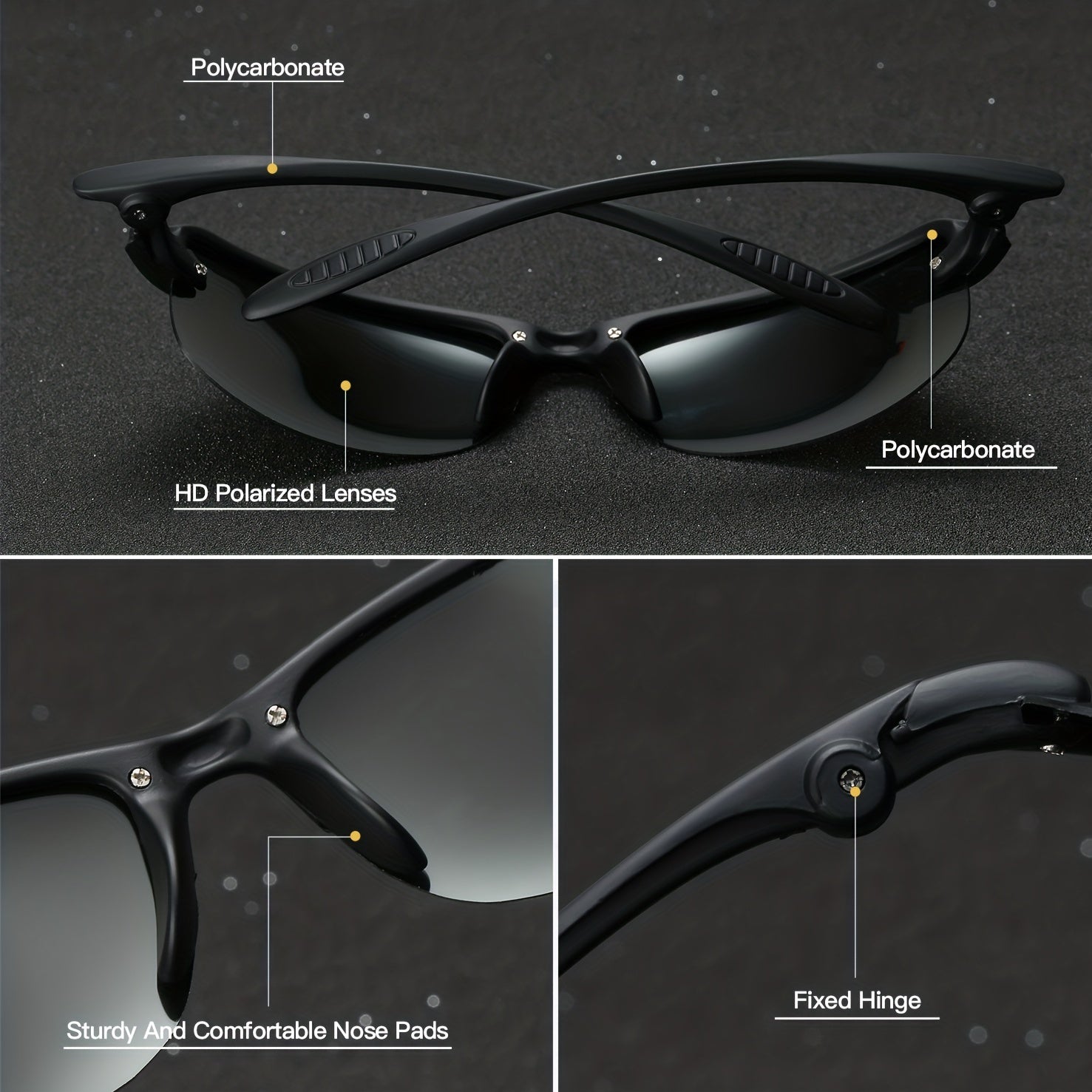 RoyalHot Polarized Half Frame Sports Sunglasses Vintage Mixed Sun Glasses