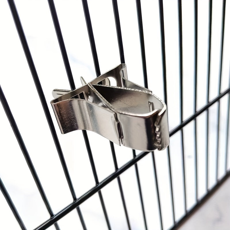 2pcs Bird Cage Food Fruit Vegetable Clips Stainless Steel Bird Feeder Device