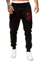 Mythic Dragon Pattern Men's Warm Jogger Sweatpants for Fall/Winter