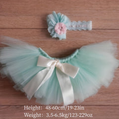 2 Piece Baby Girl Tutu Skirt Set for Newborn Photoshoots & Shower