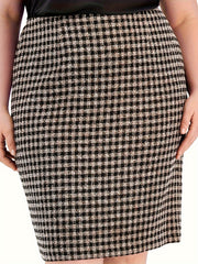  Plaid Print Coat & Midi Skirt Set