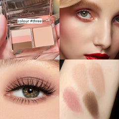 Matte 4-Color Eyeshadow Blush Palette Brown Coral Nude Milk Tea Natural