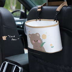 Cartoon Bear Storage Box Car Seat Back Trash Can Car Storage Bag Car Accessories