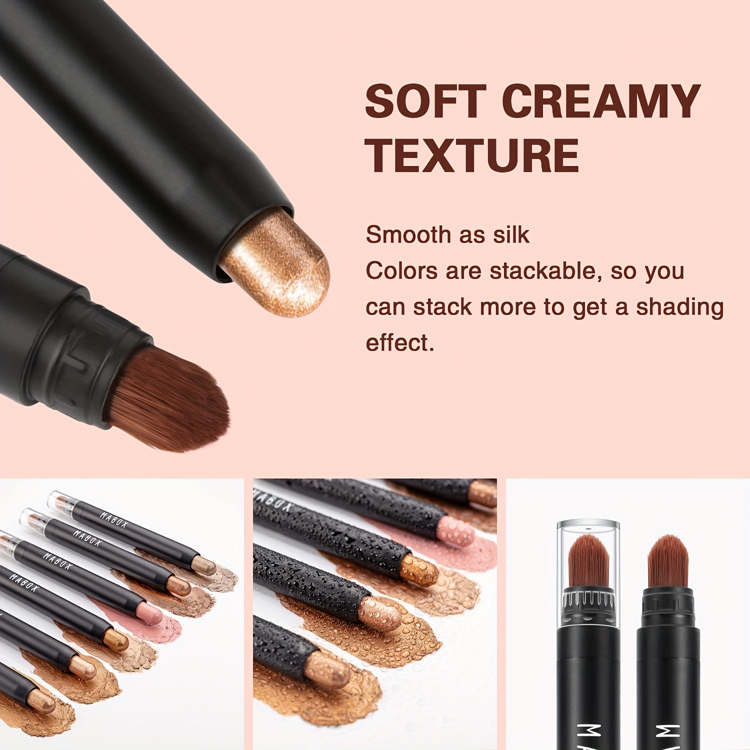 Creamy & Waterproof Eyeshadow Stick - Metallic Neutral and Brown Colors