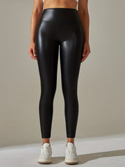 Women's Plus Solid Faux Leather High Rise Medium Stretch Skinny Trousers