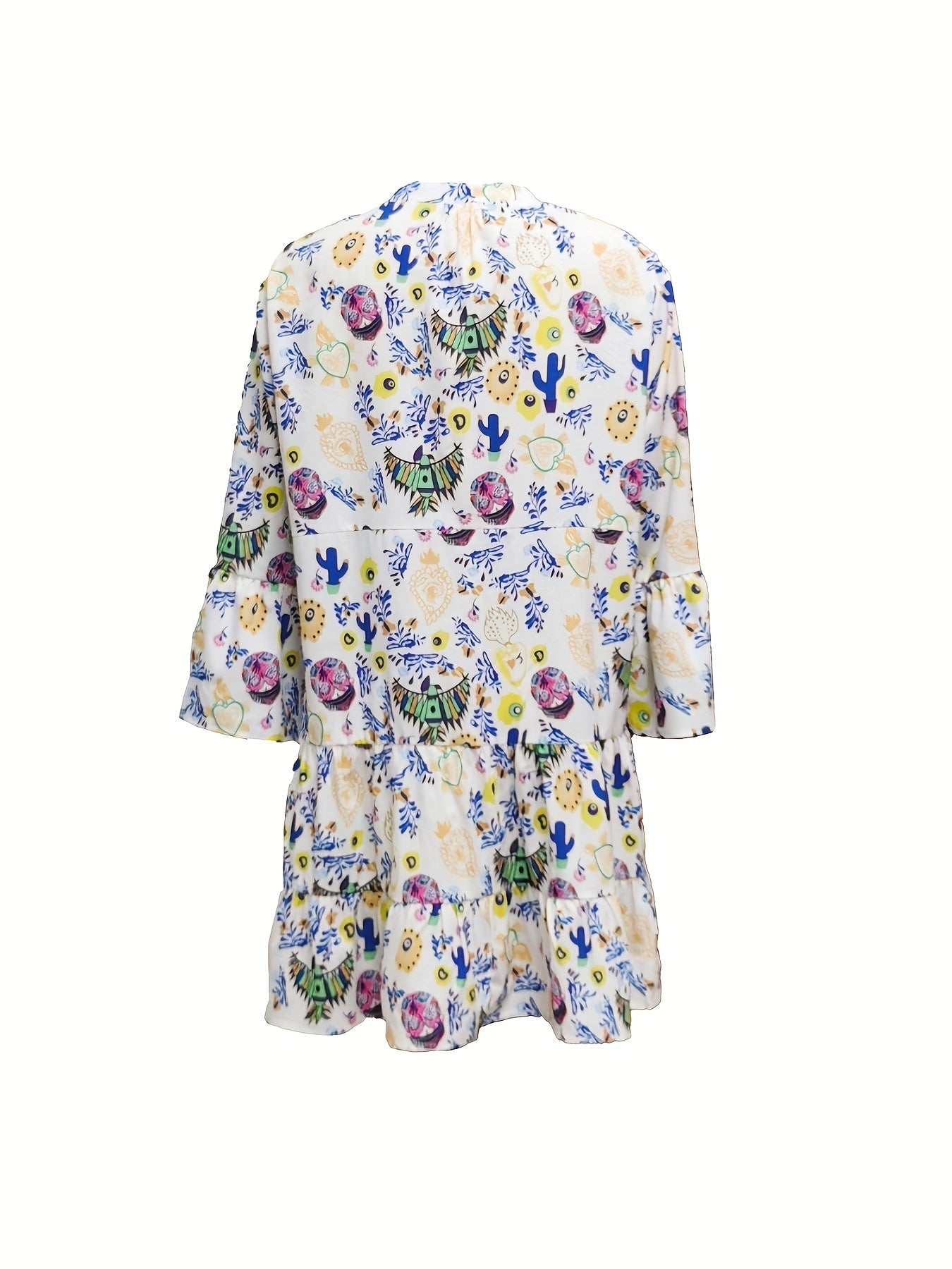 Bell Sleeve Smock Dress Plus Size