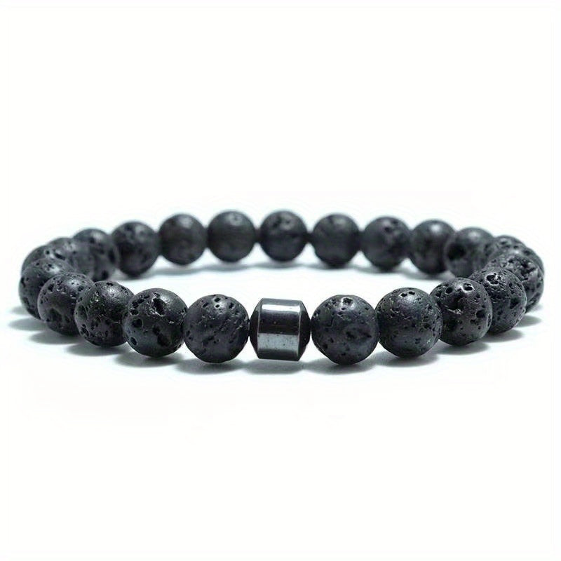 Volcanic Stone Map Stone Men's Energy Bracelet