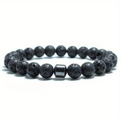 Volcanic Stone Map Stone Men's Energy Bracelet