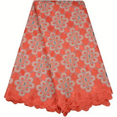 African Cotton Lace Fabric With Rhinestones 4.57m
