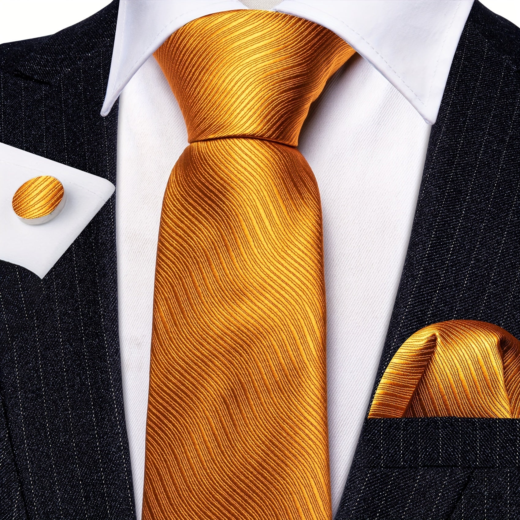 Barry Wang Men's Tie Cufflinks Handkerchief Set