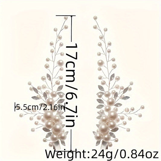 2pcs Pearl Branches Hair Clips Girls Party Fairy Bridal Fresh Hair Accessories