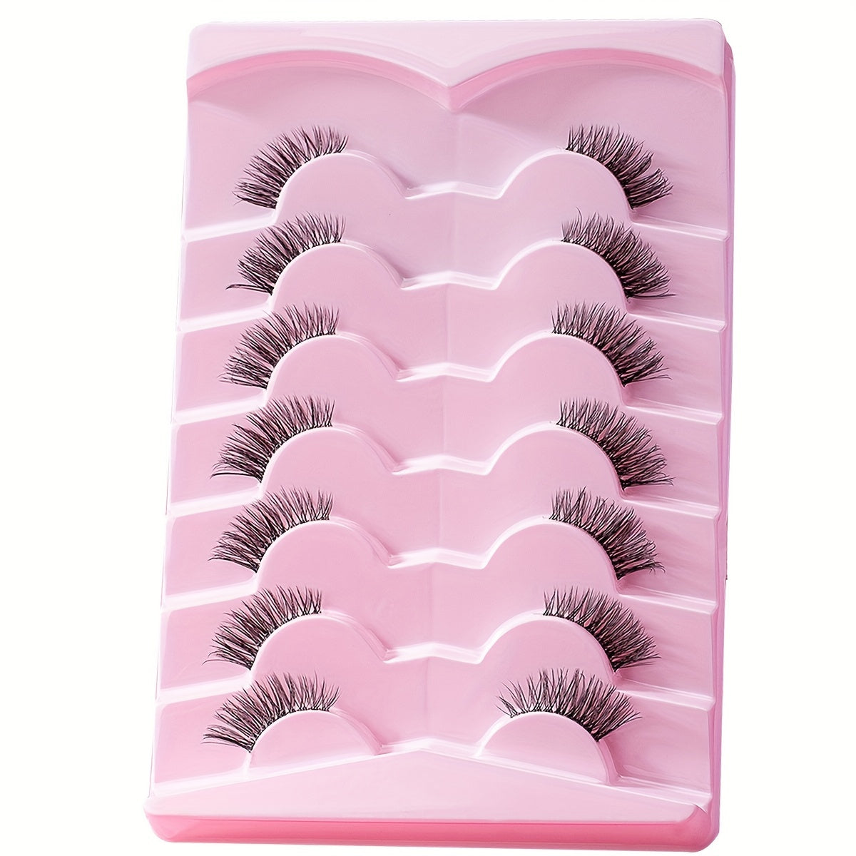 7 Pairs Fluffy Half Eye Lashes Faux Mink Extensions Transparent Stems