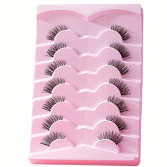 7 Pairs Fluffy Half Eye Lashes Faux Mink Extensions Transparent Stems