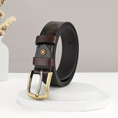 Embossed Leather Belt Vintage Casual Belt For Men