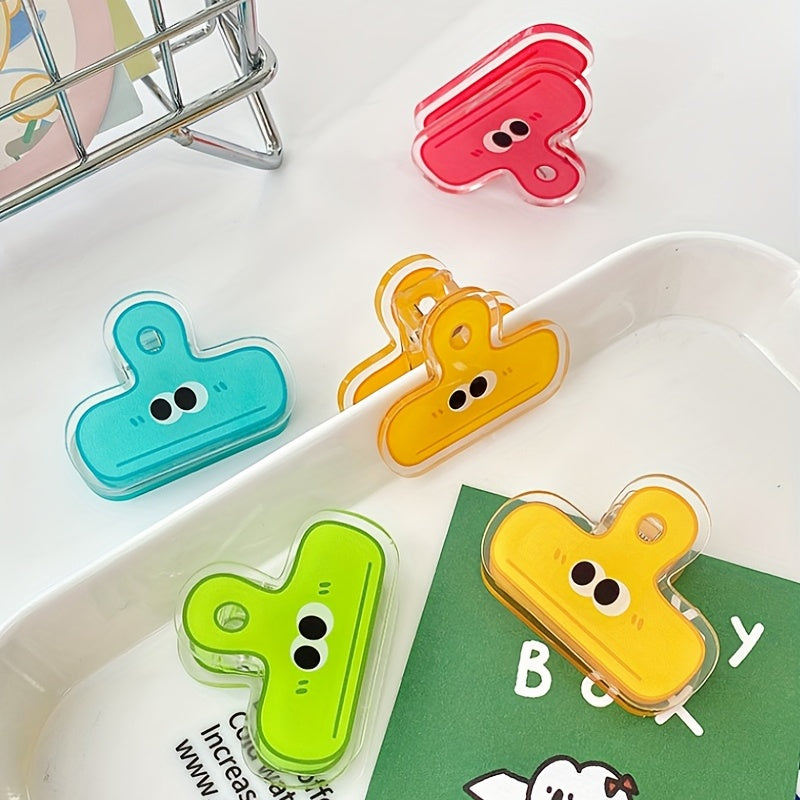 4pcs Eye Pattern Binder Clips 4 Colors PP Material Acrylic File Binder Clip