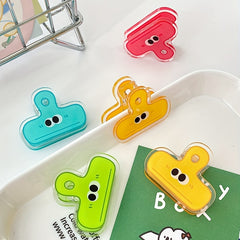 4pcs Eye Pattern Binder Clips 4 Colors PP Material Acrylic File Binder Clip