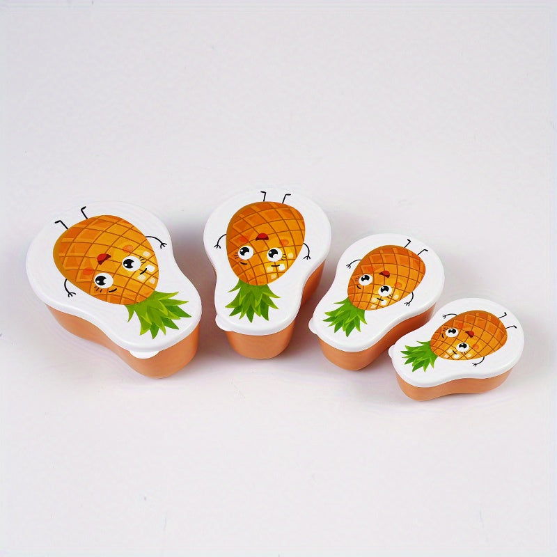 4pcs Fruit Pattern Sandwich Containers Portion Control Lunch Boxes for Snacks