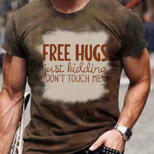 ''FREE HUGS'' Print Men's Comfy Retro T shirt