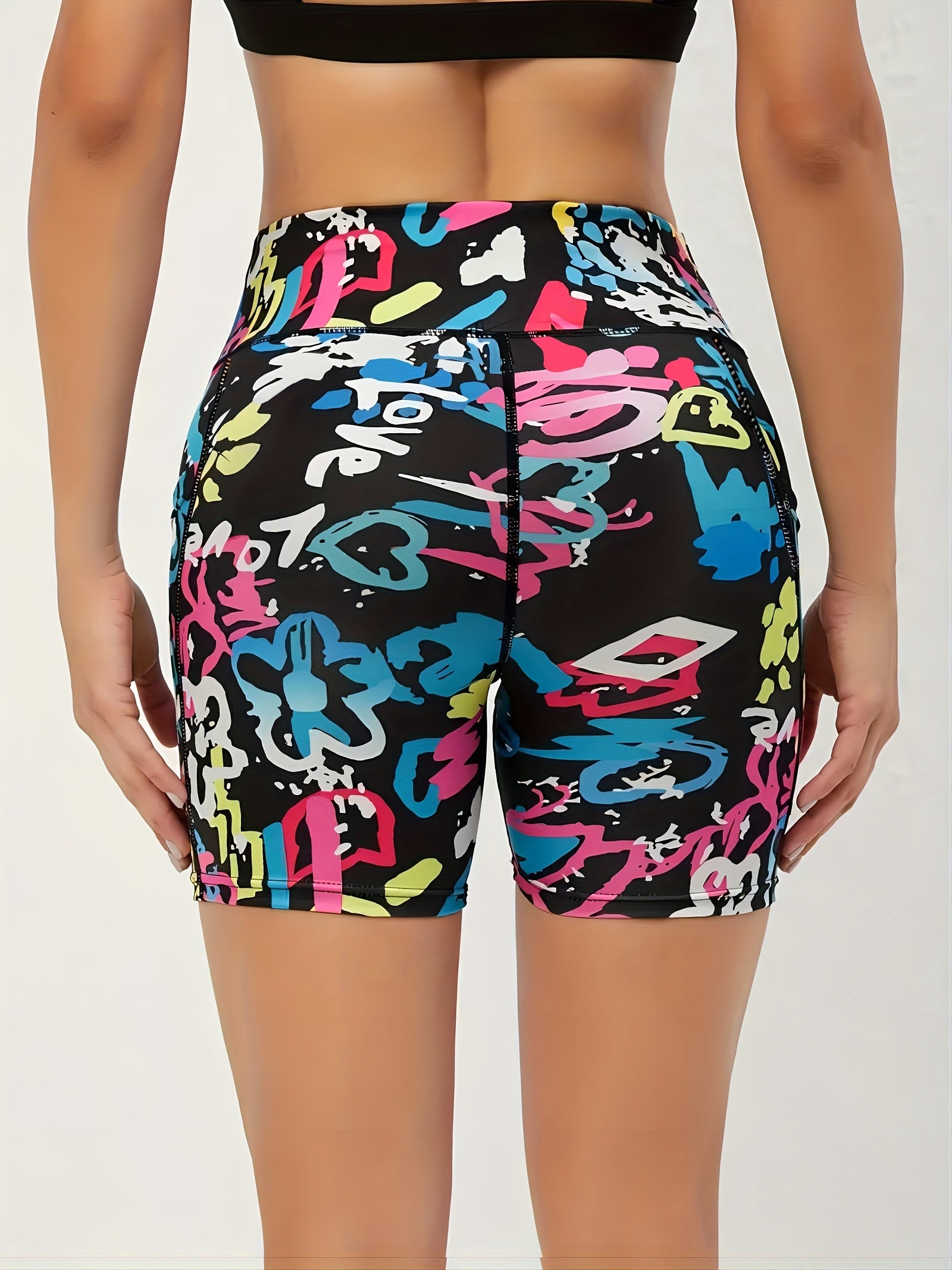  Graffiti Print Sports Shorts