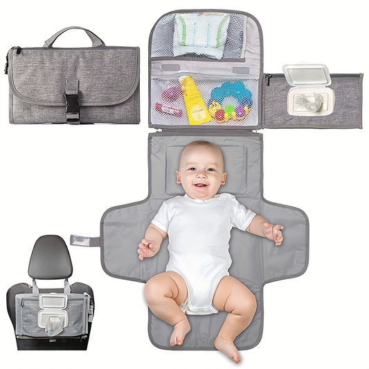 Portable Diaper Changing Pad w/ Head Cushion & Wipes Pocket