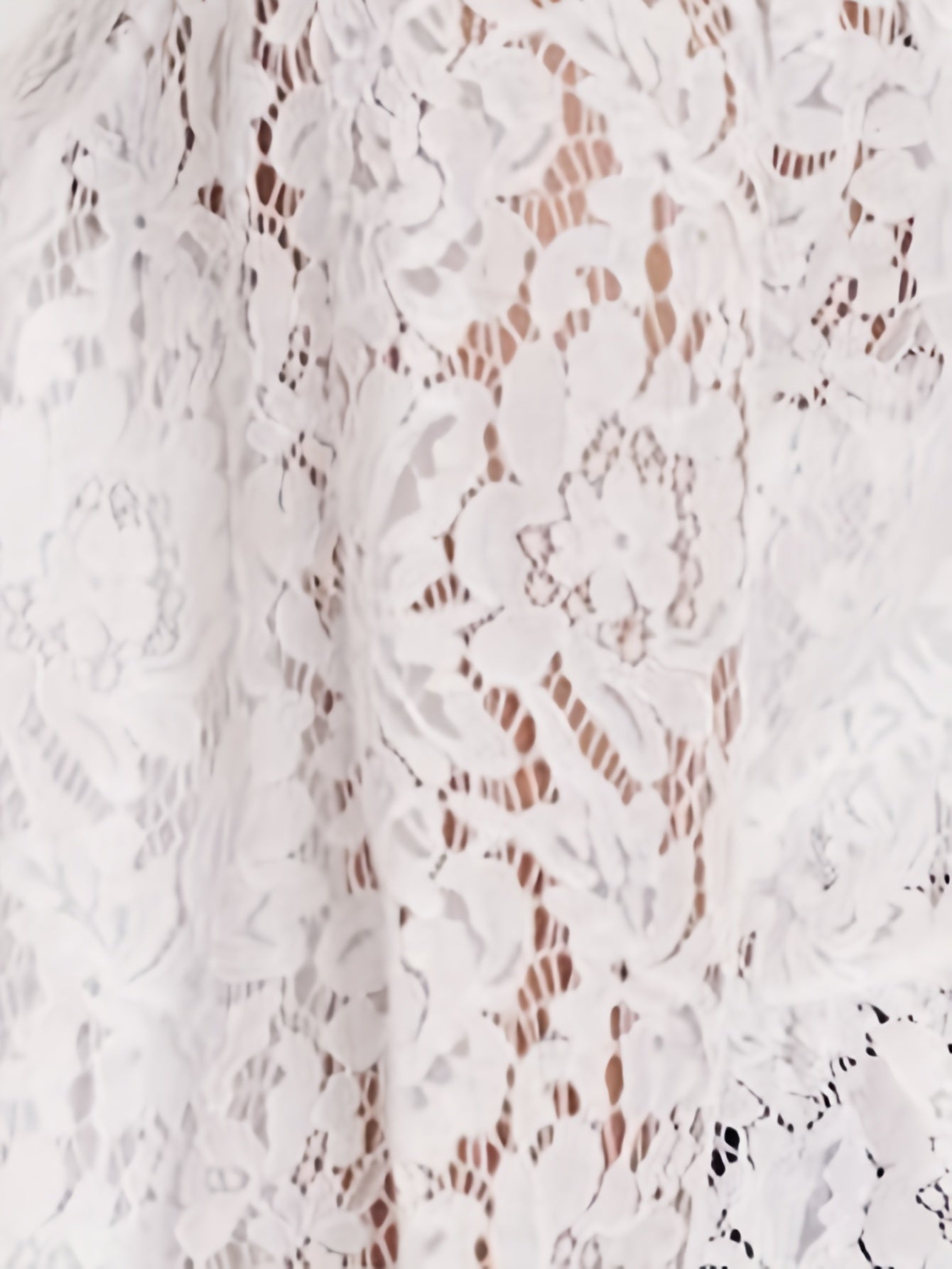  Solid Long Sleeve Lace Blouse