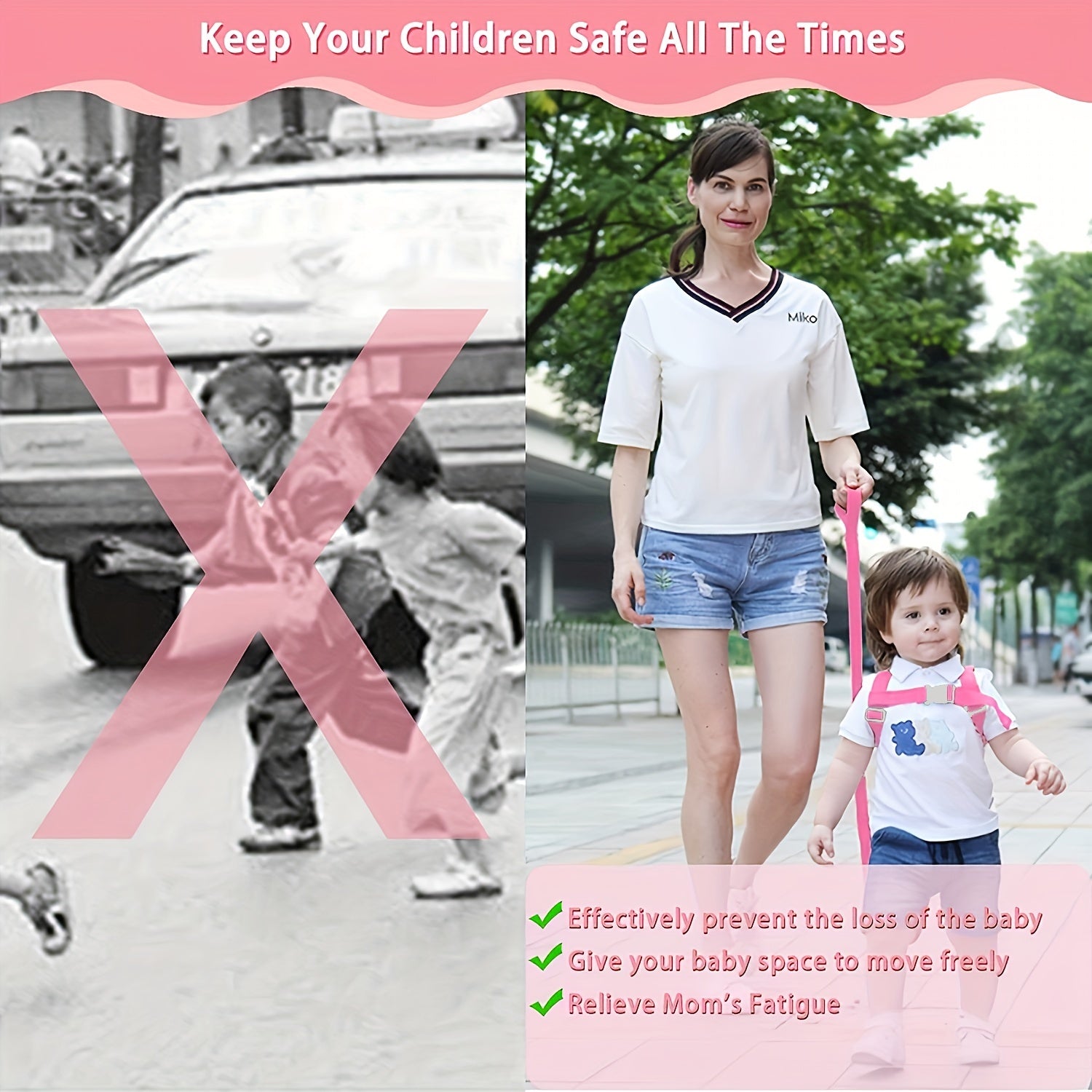 Girl's Butterfly Safety Harness Leash Set Anti Lost