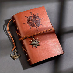 Vintage A6 Notebook with 160 Replaceable Pages and Metal Accessories