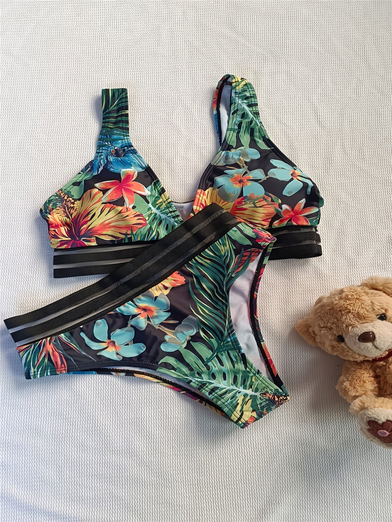 Tropical All Over Print Bikini Set Women's Swimwear