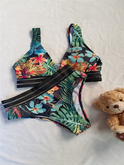 Tropical All Over Print Bikini Set Women's Swimwear