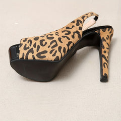 Leopard Print Platform High Heels Slingback Sandals
