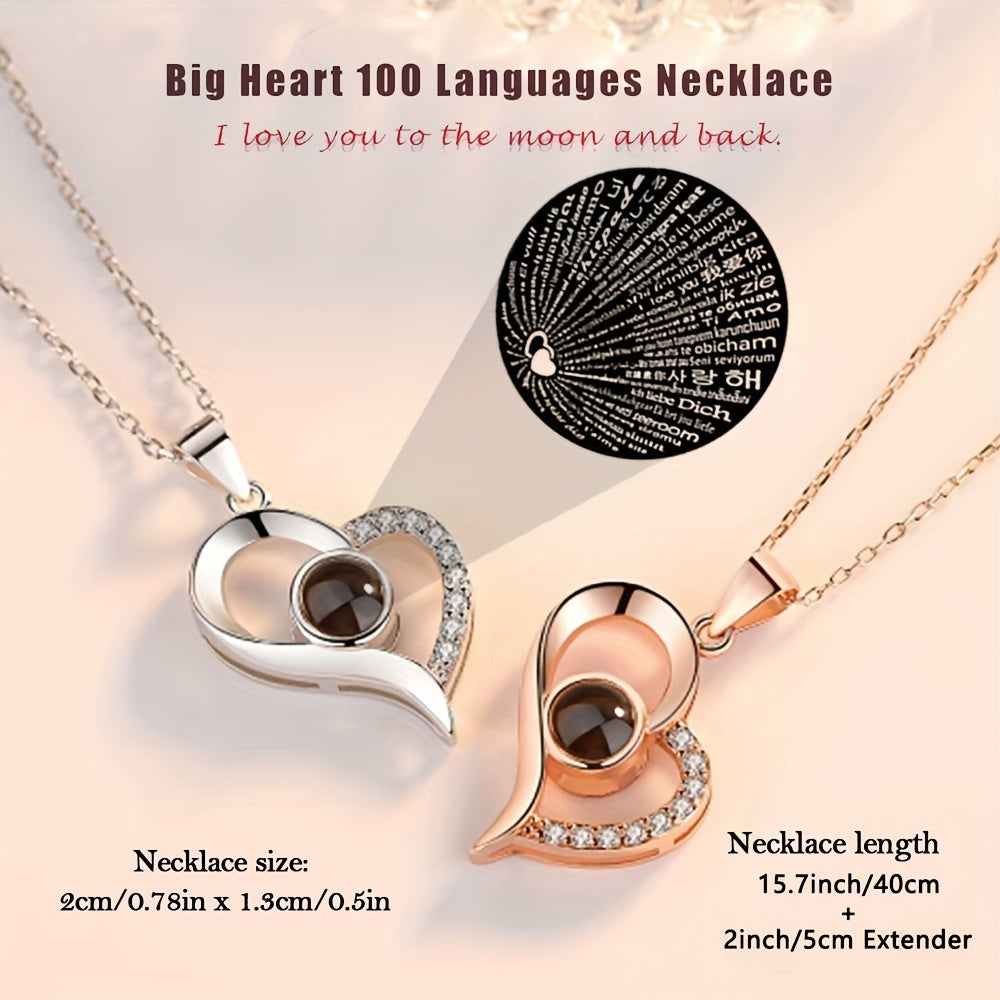 I Love You Necklace in 100 Languages - Anniversary Mother's Day Gift
