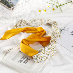 Big Flower Silk Scarf Headband Double Sided Scarf