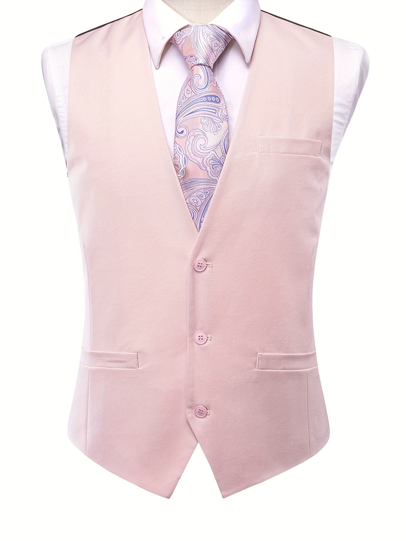 Vintage Style Dress Waistcoat Men's Single Breasted Solid V Neck Smart Suit Vest